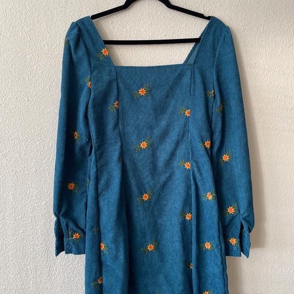 CIDER Floral Print Corduroy Mini Dress - Picture 2 of 3